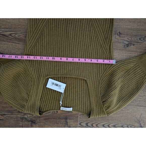 ULLA JOHNSON green Hadley gathered Ribbed Wool Top Yellow/ Green Khaki Medium - Picture 8 of 11
